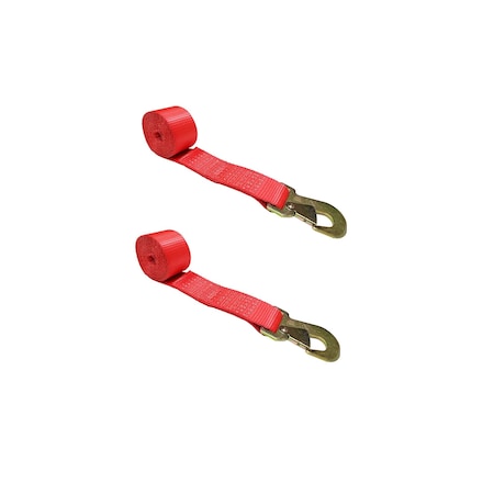 Tie 4 Safe 2" x 10' Wheel Lasso Lift Strap w/ Flat Snap Hook Tow Dolly Red, 2PK TWS21-2510-M3-R-C-2